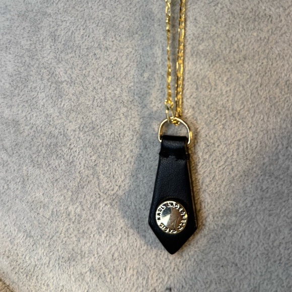 Karl Lagerfeld Leather Pendant Gold Chain - Picture 2 of 5